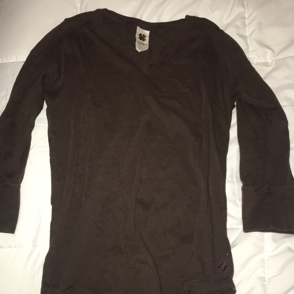 Brown 3/4 Sleeve Shirt: Size S